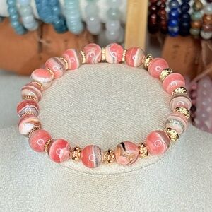 9mm Rhodochrosite Beaded Bracelet | Love | Healing | Joy | Emotional Balance